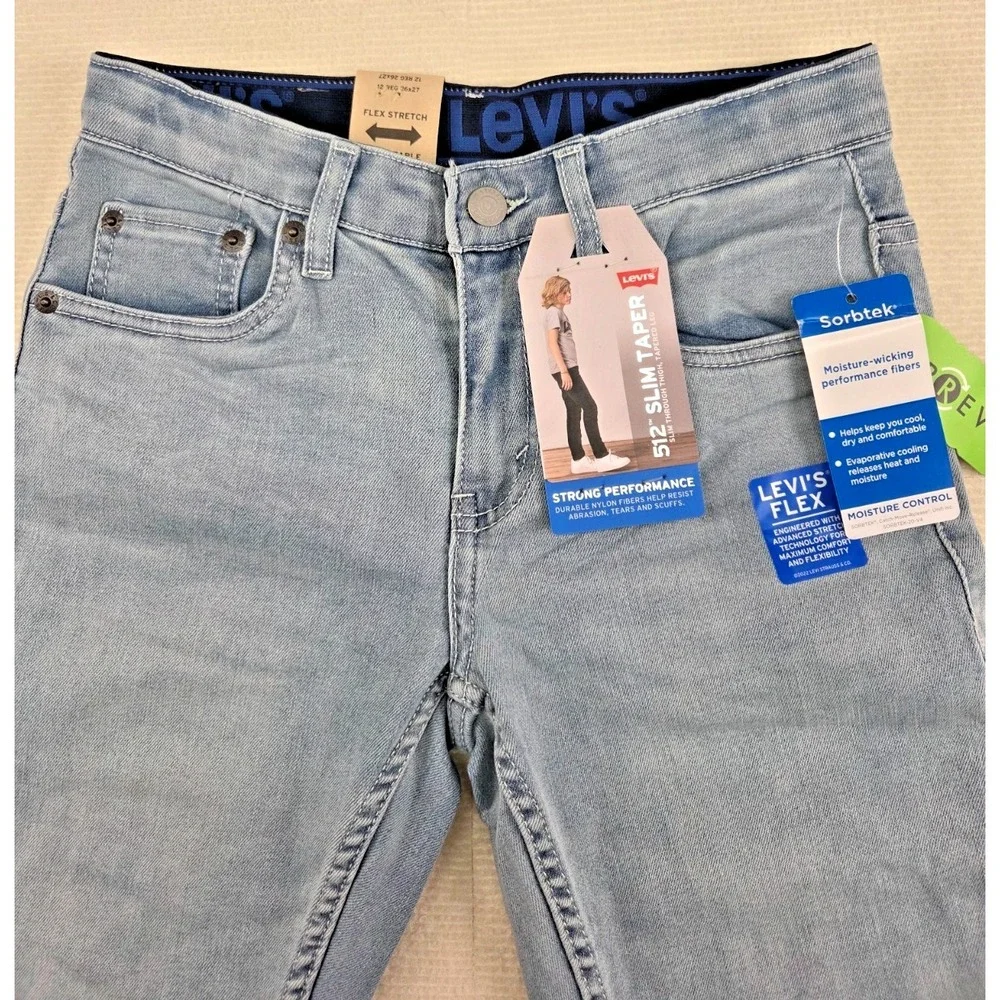 Levi's 512 Slim Taper Jeans Boys Size‎ 12 Regular Light Wash Stretch NEW